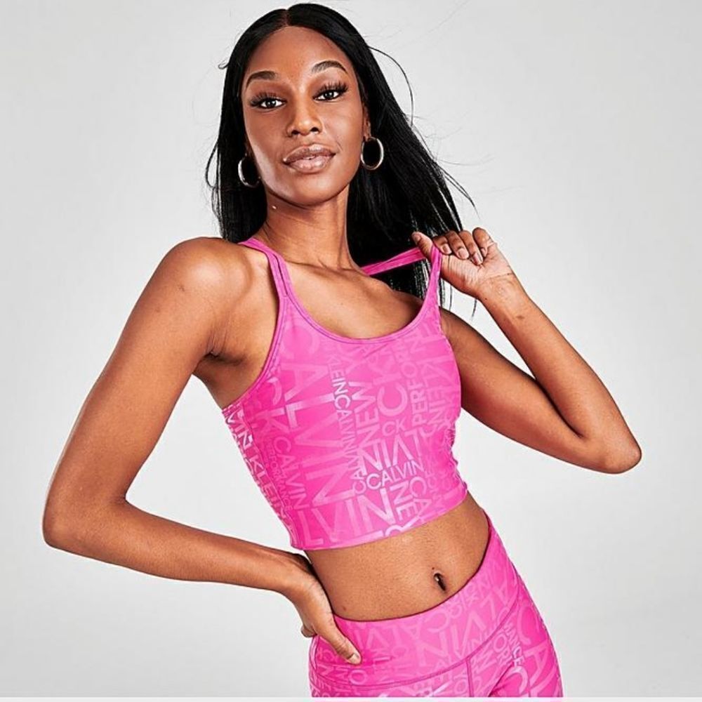 Calvin Klein Strappy Back Crop Top with Built In Bra